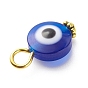Evil Eye Resin Pendants, with Alloy Daisy Spacer Beads, Flat Round Charm, Mixed Color