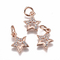 Brass Micro Pave Cubic Zirconia Charms, with Jump Ring, Long-Lasting Plated, Star