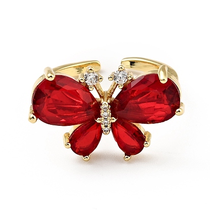 Открытое кольцо-манжета с кубическим цирконием и бабочкой, настоящие позолоченные украшения из латуни для женщин, без кадмия и без свинца