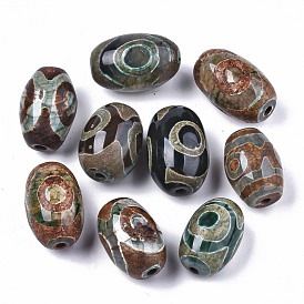 Tibetan Style dZi Beads, Natural Agate Beads, Dyed & Heated, Oval