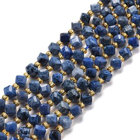Perles de dumortiérite naturelles, avec des perles de rocaille, facette, perles de cube en diagonale, Grade a