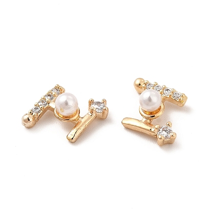 Cabochons de zircone cubique à micro-cuivre en laiton, avec des perles abs d'imitation de perles, décorations d'art d'ongle