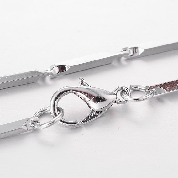 Stainless Steel Bar Link Chain Necklaces, with Lobster Claw Clasps, 17.9 inch(45.7cm), 2mm