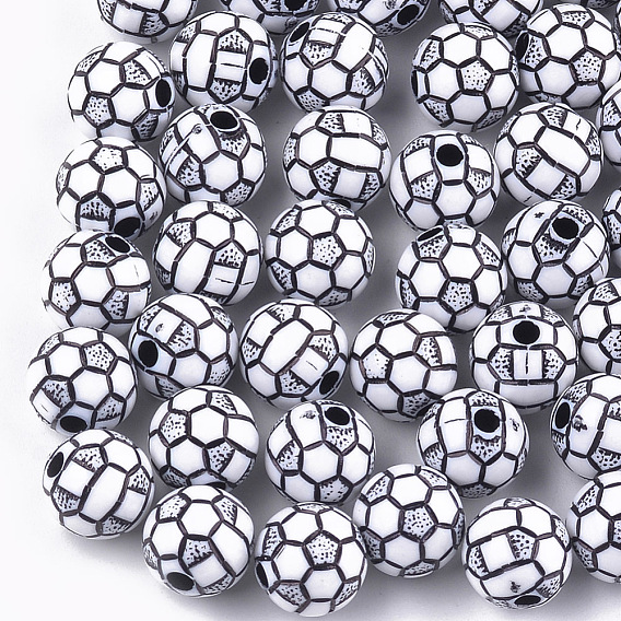 Perles acryliques de style artisanal, ballon de football / soccer