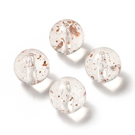 Transparent Acrylic Beads, with Gold Foil, Round