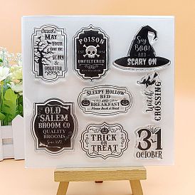 Halloween Theme Clear Silicone Stamps, for DIY Scrapbooking, Photo Album Decorative, Cards Making, Stamp Sheets