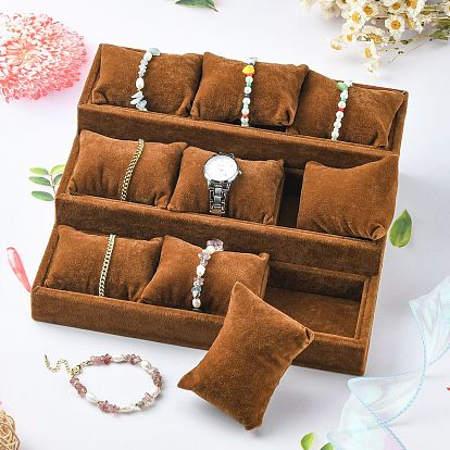 Velvet Pillow Jewelry Bracelet Watch Display, with Wood, 270x245x100mm