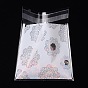 Rectangle sacs opp de cellophane, avec motif de fleurs, 13.1x9.9cm, épaisseur bilatérale: 0.07mm, à propos de 95~100pcs / sac