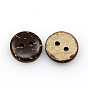 Кокосовое кнопки, 2-луночное, плоско-круглые, 11x3 мм, отверстие : 1 мм