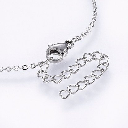 304 définit bijoux en acier inoxydable, colliers, boucles d'oreilles et bracelets, avec zircons, plat rond