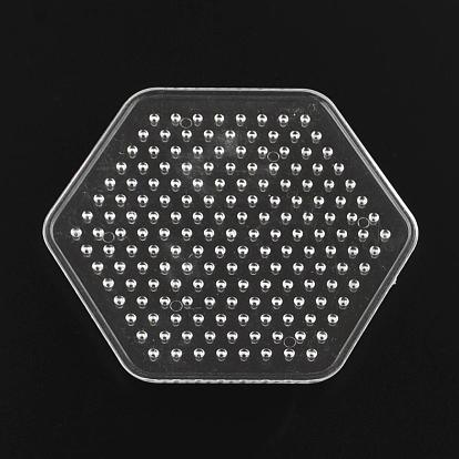 Hexagon ABC Plastic Pegboards used for 5x5mm DIY Fuse Beads, 74x83x5mm