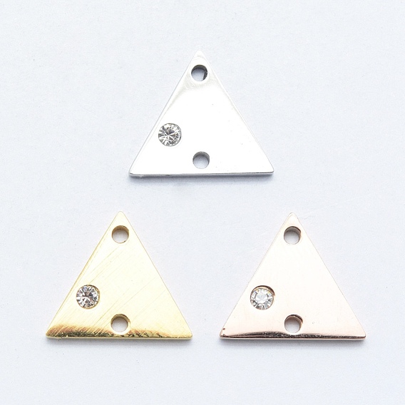 316 Surgical Stainless Steel Micro Pave Cubic Zirconia Links/Connectors, Triangle, Clear