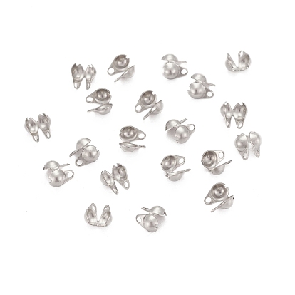 316 Surgical Stainless Steel Bead Tips, Calotte Ends, Clamshell Knot Cover, 6x4mm, Hole: 0.5mm