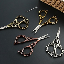 Stainless Steel Flower Scissors, Embroidery Scissors, Sewing Scissors, with Zinc Alloy Handle