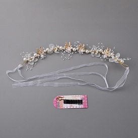 Wedding Party Beach Bridal Decorative Hair Accessories, Alloy Flower Headbands, with Plastic Beads