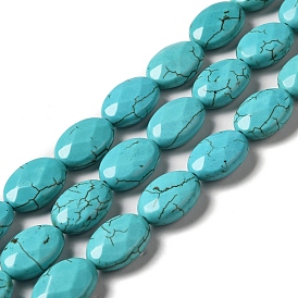 Natural Howlite Beads Strands, Dyed, Faceted, Oval