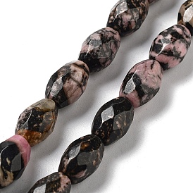 Natural Rhodonite Beads Strands, Faceted Rice