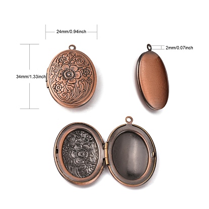 Brass Locket Pendants, Picture Frame Charms for Necklace, Oval