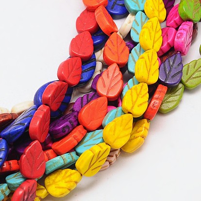 Autumn Theme Synthetic Dyed Turquoise Leaf Bead Strand