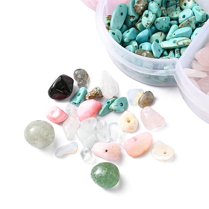Kit de fabricación de pulseras de piedras preciosas de bricolaje, incluyendo chips de piedras preciosas mixtas naturales y sintéticas y cuentas de concha, hilo elástico