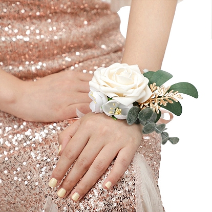 Silk Cloth Imitation Flower Wrist Corsage, Hand Flower for Bride or Bridesmaid, Wedding, Party Decorations