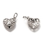 Brass Micro Pave Clear Cubic Zirconia Charms, Cadmium Free & Lead Free, Long-Lasting Plated, Heart with Tree of Life