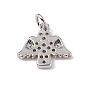 Brass Micro Pave Clear Cubic Zirconia Pendants, Angel Charms, with Open Jump Rings