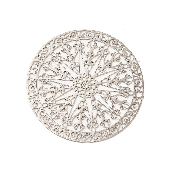 Crémaillère en laiton placage pendentifs en filigrane, plaqué longue durée, plat et circulaire avec fleur