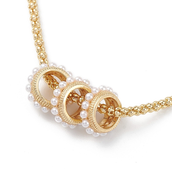 Plastic Imitation Pearl Ring Pendant Necklaces, Rack Plating Brass Jewelry for Women, Long-Lasting Plated, Cadmium Free & Lead Free