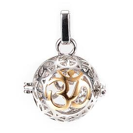 Rack Plating Brass Cage Pendants, For Chime Ball Pendant Necklaces Making, Hollow Round with Ohm