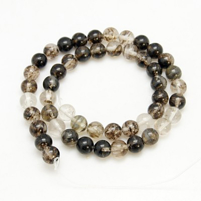 Pastèque noire perles de verre en pierre brins, ronde