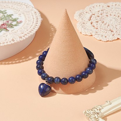 Bracelets de perles de pierres précieuses naturelles, bracelet pendentif en forme de coeur, pour femme