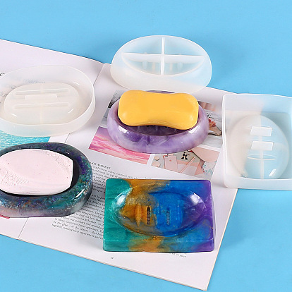 Moules porte-savon en silicone bricolage, moules de résine, outils de moule d'artisanat en argile, blanc