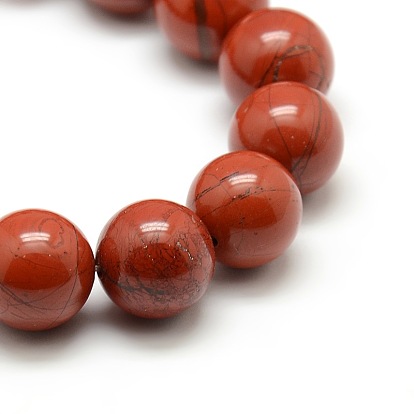 Rond rouge naturel perles de jaspe brins, 14mm, Trou: 1mm, Environ 27 pcs/chapelet, 15.7 pouce