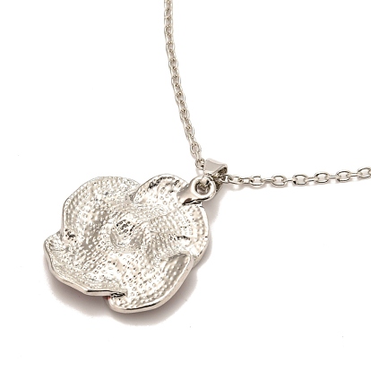 Alloy Poppy Flower Pendant Necklaces, with Rhinestone and Enamel, FireBrick