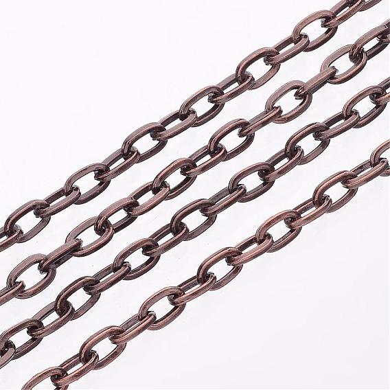 Iron Cable Chains, Unwelded, Flat Oval, with Spool