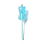 Luminous Transparent Resin Big Pendants, Glitter Lollipop Charms, Glow in Dark, with Platinum Tone Iron Loops, Mixed Color