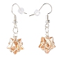 Glass Star Braided Dangle Earrings, Silver Plated Brass Wire Wrap Jewelry for Women