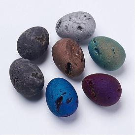 Galvanoplastie naturelle druzy géode quartz perles, Décorations d'affichage à la gemme, pas de trous / non percés, pierre d'oeuf