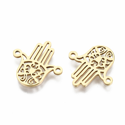 201 Stainless Steel Links Connectors, Laser Cut, for Religion, Hamsa Hand/Hand of Fatima/Hand of Miriam