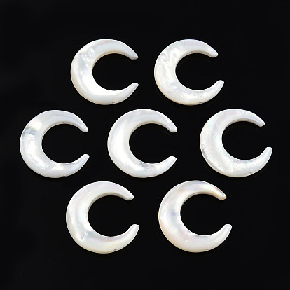 Natural White Shell Connector Charms, Crescent Moon