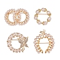 4 pcs 4 style papillon et feuille en plastique imitation perles de perles broche, avec les accessoires en alliage