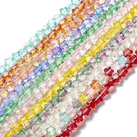 Transparent Glass Beads Strand, with Glitter Powder, Star