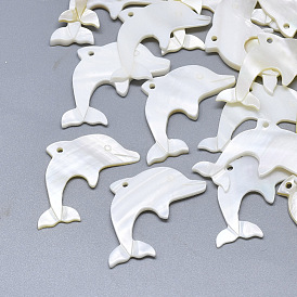 Freshwater Shell Pendants, Carved Dolphin