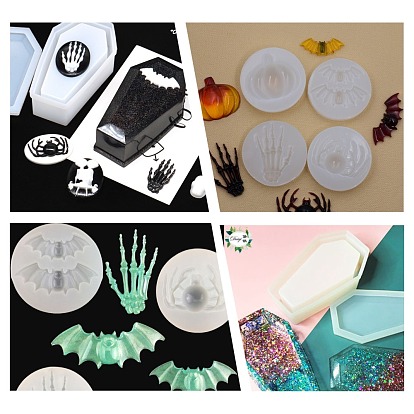 Halloween Theme, DIY Silicone Mold Kits, Include 100ml Measuring Cups, Plastic Round Stirring Rod & Transfer Pipettes & 304 Stainless Steel Beading Tweezers