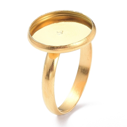 Revestimiento de iones (ip) 304 componentes de anillos de dedo de acero inoxidable, fornituras base de anillo almohadilla, plano y redondo