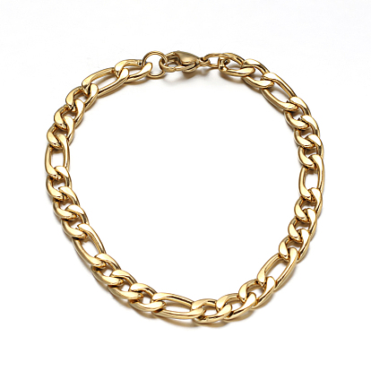 Cuban Link colliers et bracelets de la chaîne des ensembles de bijoux en acier inoxydable 304, avec fermoir pince de homard