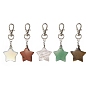 Natural Mixed Gemstone Pendants, with Alloy Swivel Lobster Claw Clasps Charm for Keychains Bag Decorations, Star