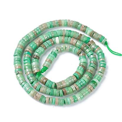 Natural Moss Agate Beads Strands, Heishi Beads, Disc/Flat Round