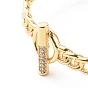 Bracelet de manchette ouvert en forme de fermoir à bascule en zircone cubique transparente, bijoux en laiton pour femmes, sans cadmium et sans plomb